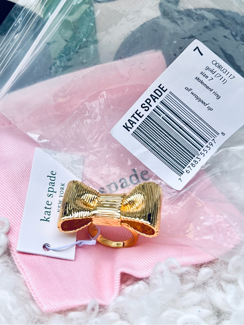 Kate Spade Bow Ring All wrapped up collectible woman’s fashion jewelry size 7